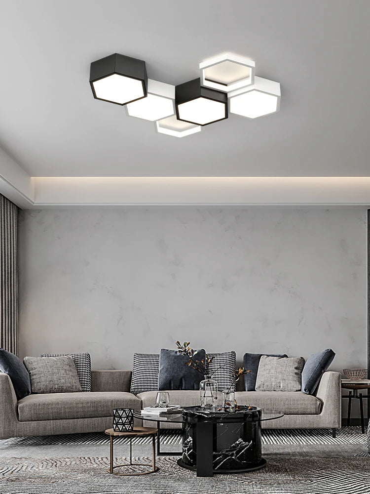 Honeycomb design ceiling light for creative interiors - vue 5 sur 18