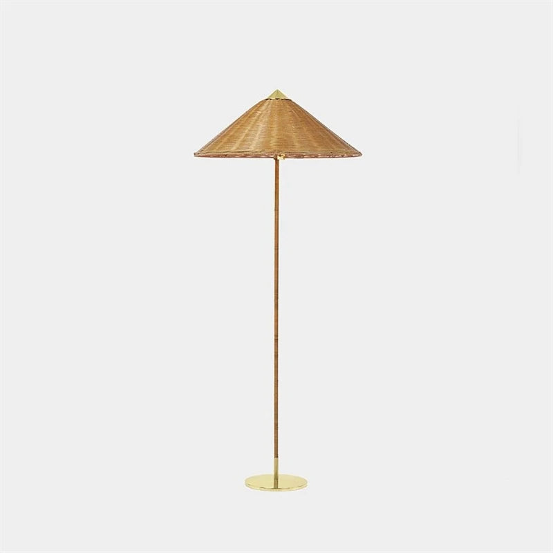Modern nordic LED floor lamp handwoven bamboo rattan