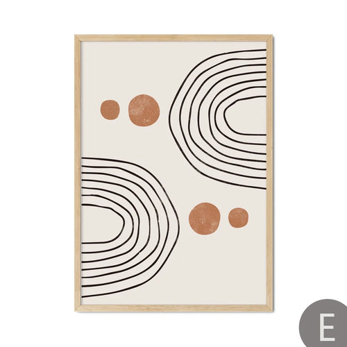 abstract geometry line rising sun moon canvas wall decor - vue 14 sur 13