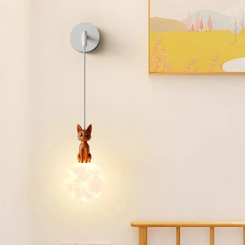 Cute cat LED wall light for children's room warm decor