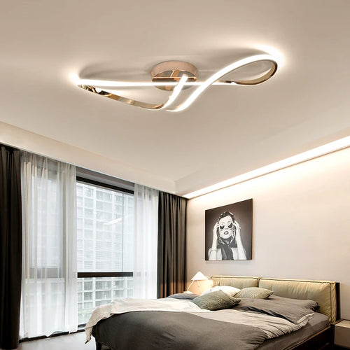 Modern LED ceiling light gold or chrome for living room, dining room, bedroom - vue 3 sur 10