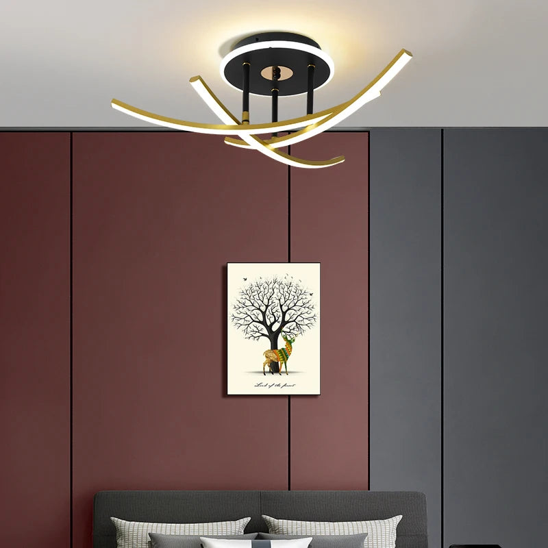 Modern minimalist high-end LED strip chandelier nordic Italian style