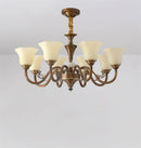 Vintage copper chandelier with frosted glass lampshade