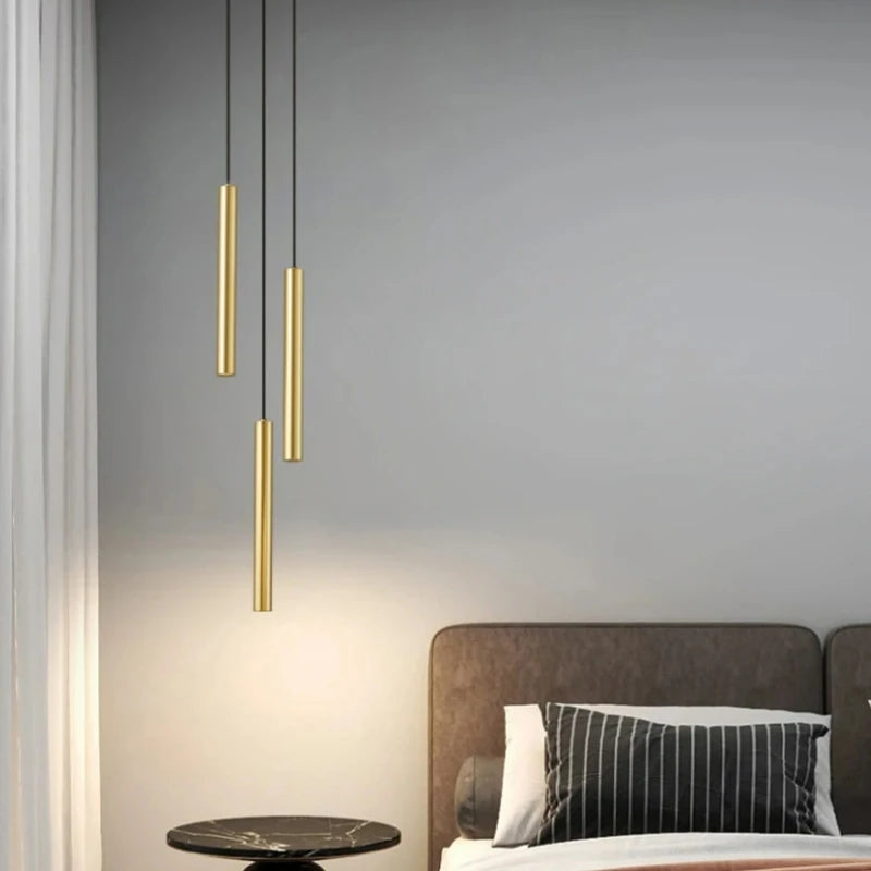 Modern copper LED chandelier with adjustable wire for hotel