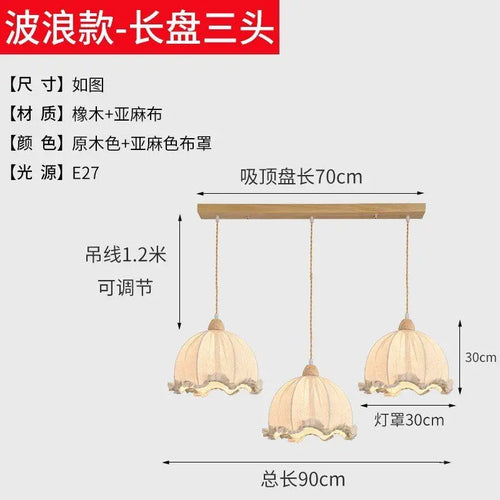Nordic cotton and linen fabric chandelier - vue 16 sur 16