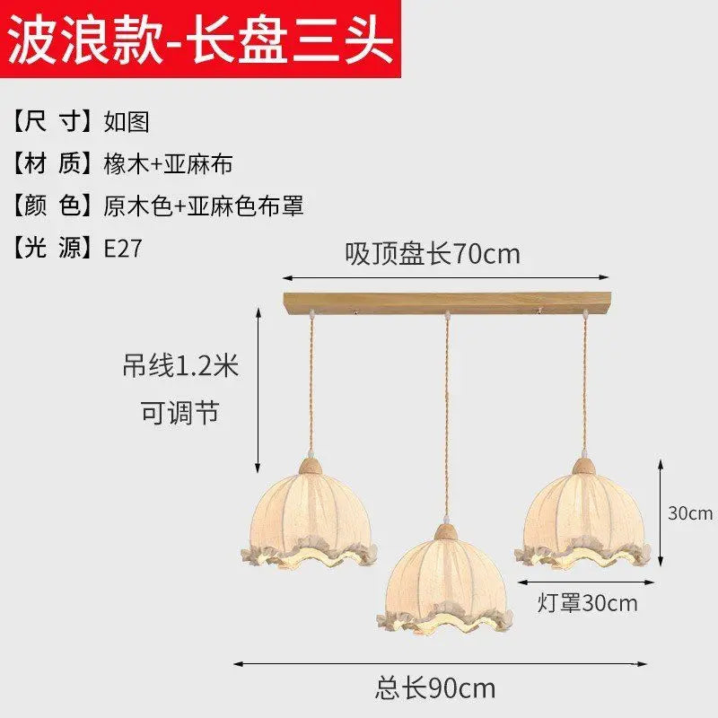 Nordic cotton and linen fabric chandelier - vue 15 sur 16
