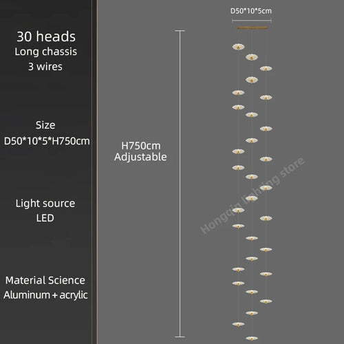 Modern LED chandelier for decorative indoor lighting - vue 23 sur 26