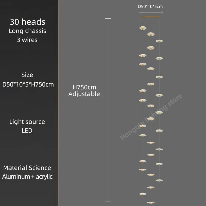 Modern LED chandelier for decorative indoor lighting - vue 22 sur 26