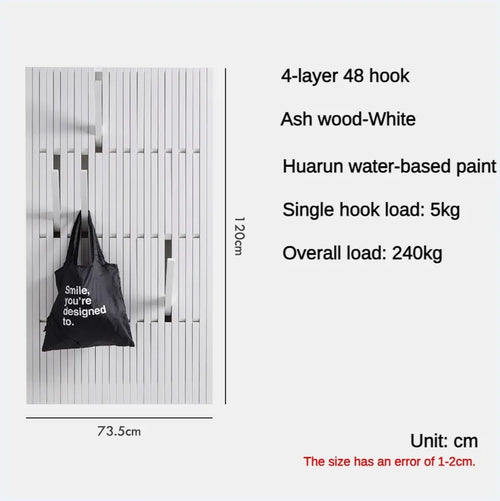 wooden wall coat rack for clothes and keys - vue 11 sur 18
