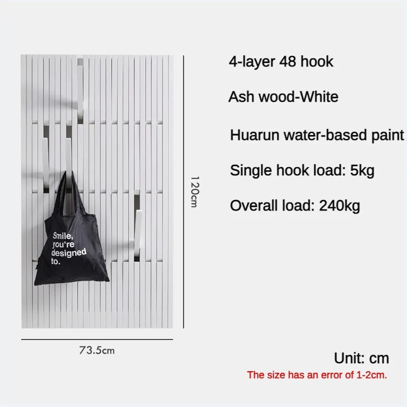 wooden wall coat rack for clothes and keys - vue 10 sur 18