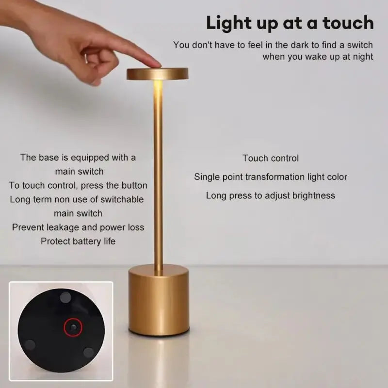 Touch Sensor Desktop Night Light USB Charging Wireless Reading Lamp Creative Ambient Light for Bedroom,Living Room,Restaurant - vue 5 sur 11