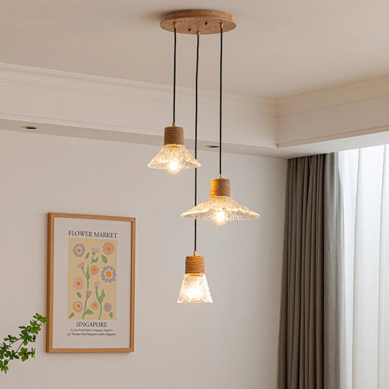 Classic retro pendant with glass lampshade