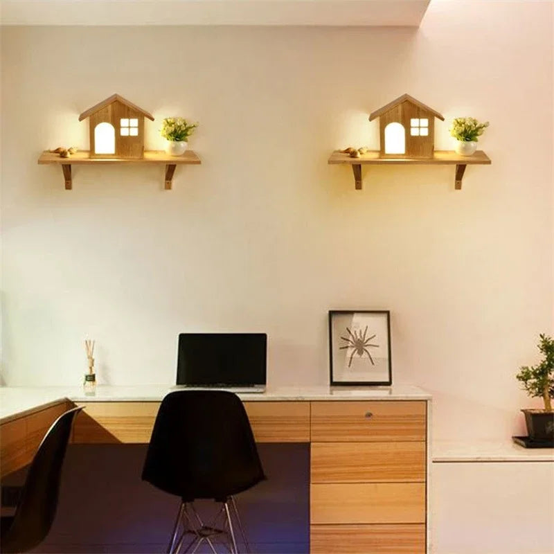 Modern creative wooden wall light for children - vue 5 sur 8