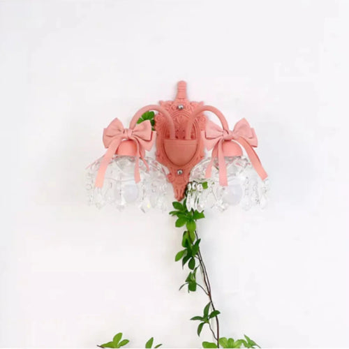 Pink crystal glass wall light for little girl - vue 3 sur 7