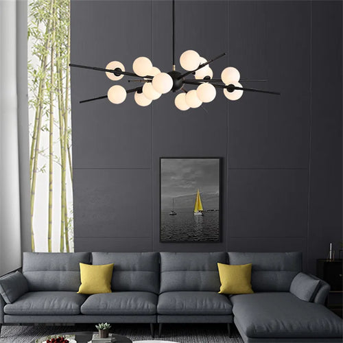 Bauhaus sputnik glass chandelier for modern lighting - vue 6 sur 9