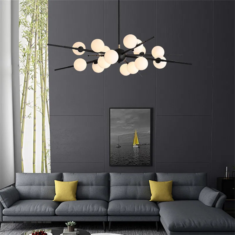 Bauhaus sputnik glass chandelier for modern lighting - vue 5 sur 9