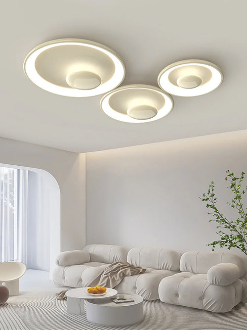 Variable cream style round LED ceiling light with remote control - vue 3 sur 9