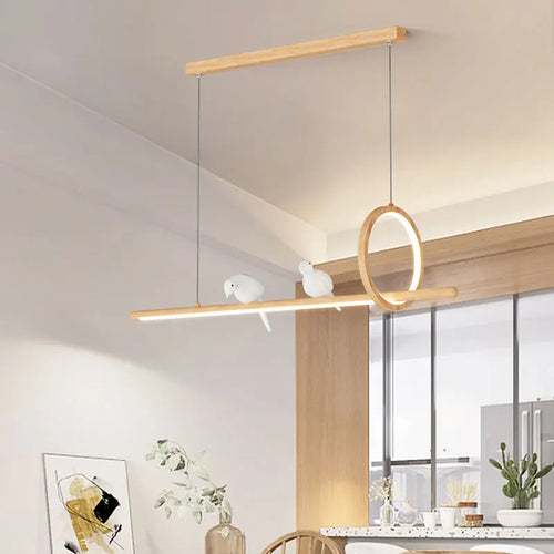 modern wooden chandelier creative pendant light for home decor - vue 3 sur 10