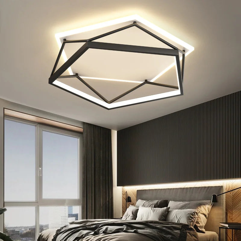 Modern black iron pendant light with remote control lighting