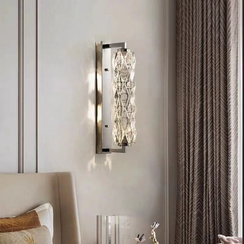 Modern crystal glass LED wall light with 3 dimmable levels
