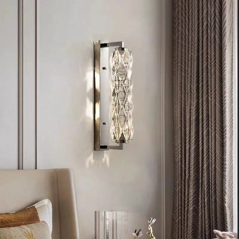 Modern crystal glass LED wall light with 3 dimmable levels