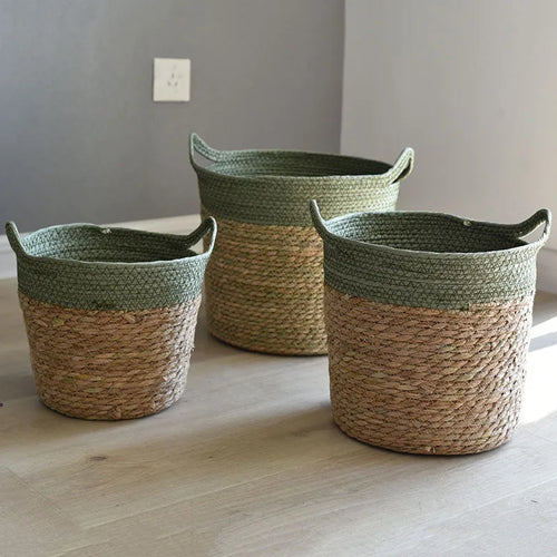 straw storage basket for modern craft decor - vue 2 sur 12