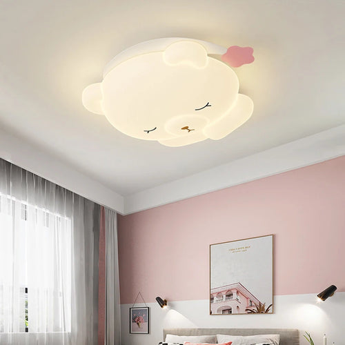 Cute nightcap bear children's ceiling light for bedroom, romantic warm nursery cartoon decor - vue 5 sur 9
