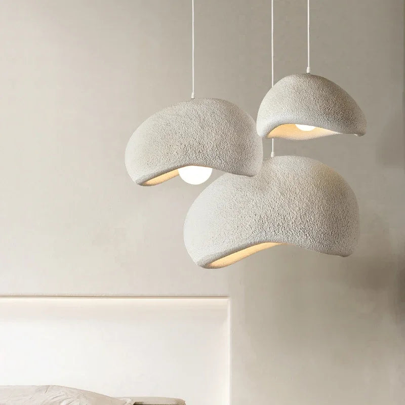 Nordic wabi-sabi LED resin pendant light for café loft - vue 3 sur 29