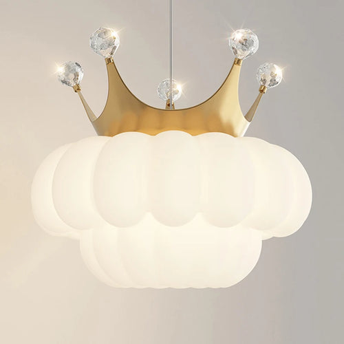 Luxury decorative pendant light with gold crown design - vue 6 sur 13