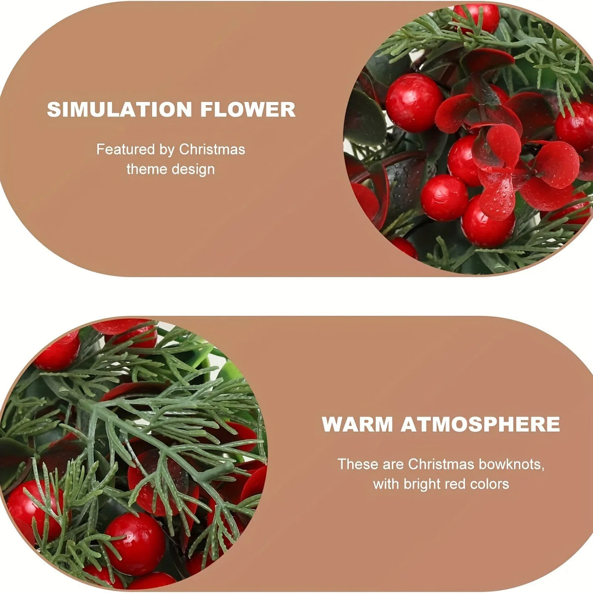 Artificial Christmas wreath with decorative red berries - vue 3 sur 6