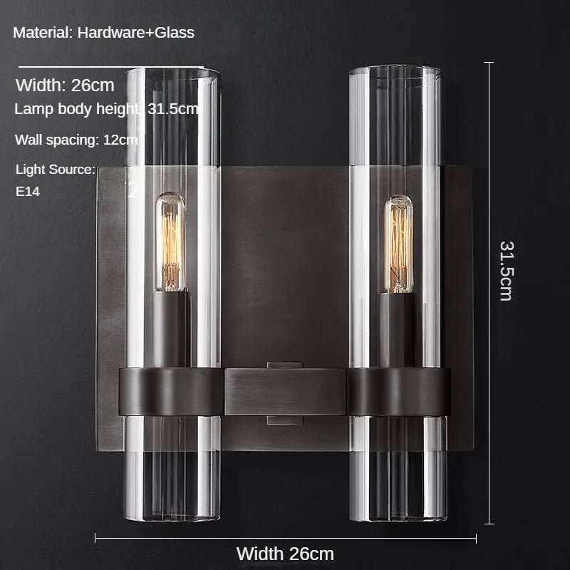 Modern industrial style minimalist glass wall light