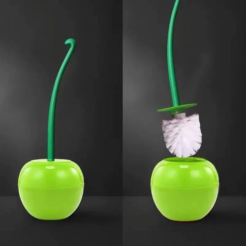 Cherry toilet brush with long handle and creative holder - vue 5 sur 8
