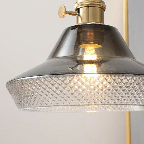 Walnut and glass pendant light for modern interiors - vue 6 sur 8