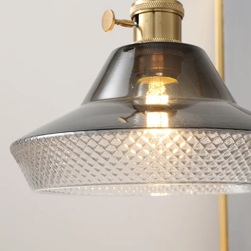 Walnut and glass pendant light for modern interiors - vue 5 sur 8