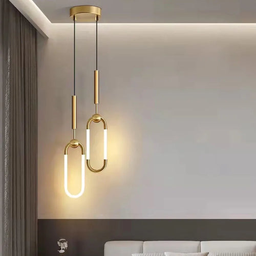 Modern ellipse height adjustable LED pendant light - vue 2 sur 12