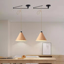 Modern walnut wood retractable swivel arm chandelier