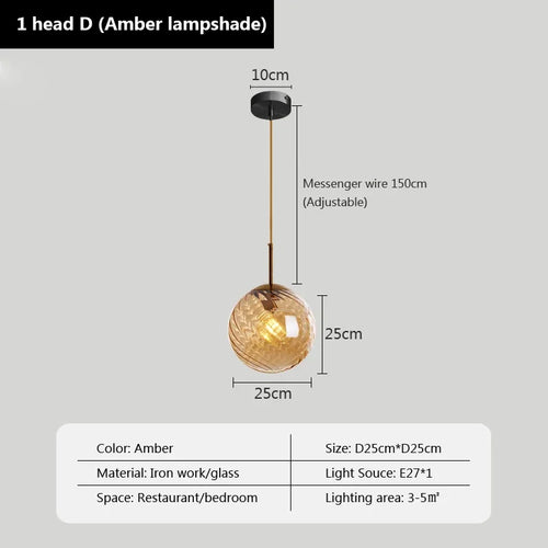 Modern glass pendant light for decorative indoor lighting - vue 18 sur 22