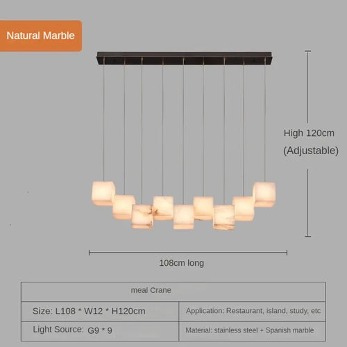 Spanish marble chandelier with minimalist Chinese style for elegant interiors - vue 9 sur 15