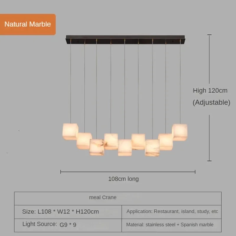 Spanish marble chandelier with minimalist Chinese style for elegant interiors - vue 8 sur 15