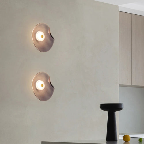 Art deco style grey amber glass LED wall light - vue 2 sur 8