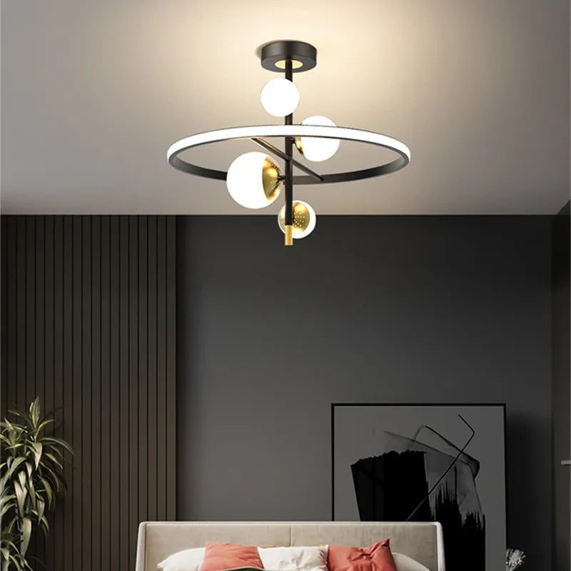 Modern LED ring ceiling light for indoor decor - vue 5 sur 7