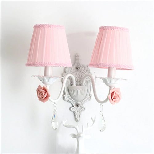 Wrought iron chandelier with romantic rose floral decoration - vue 6 sur 11