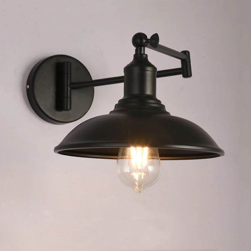 American retro foldable arm wall lamp antique reading light