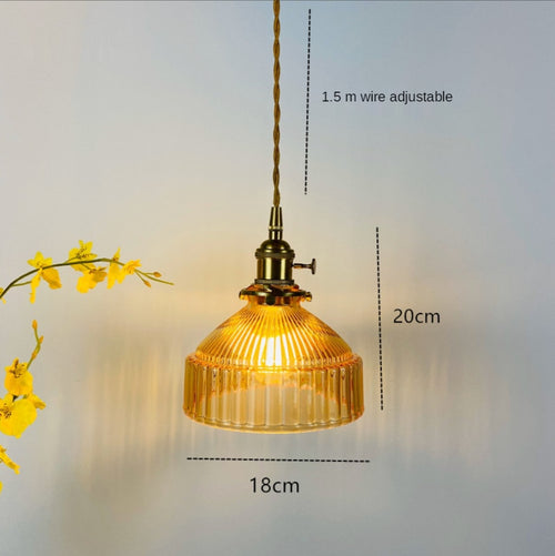 Pendant light with retro glass shade Casbelle - vue 12 sur 13