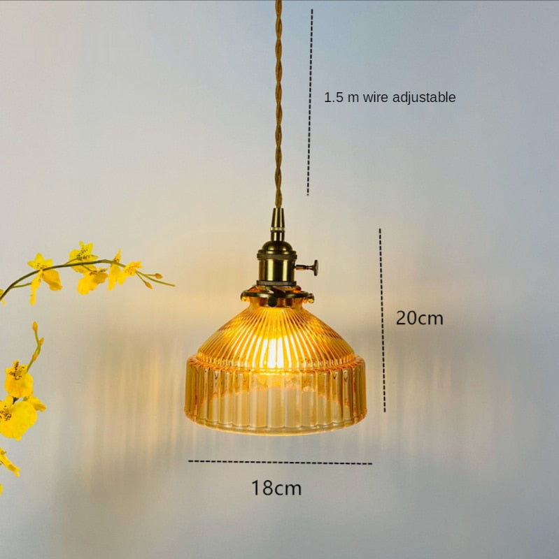 Pendant light with retro glass shade Casbelle - vue 11 sur 13