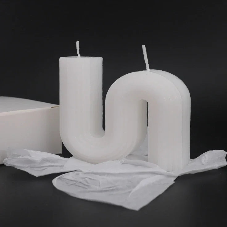 2024 geometric wave-shaped decorative soy candles