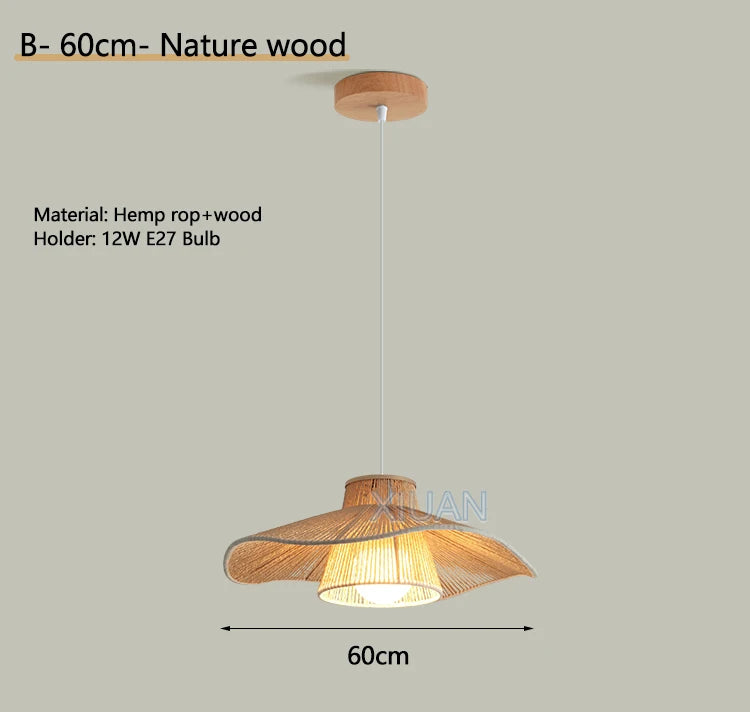 Wabi-sabi hemp rope pendant chandelier - vue 24 sur 24