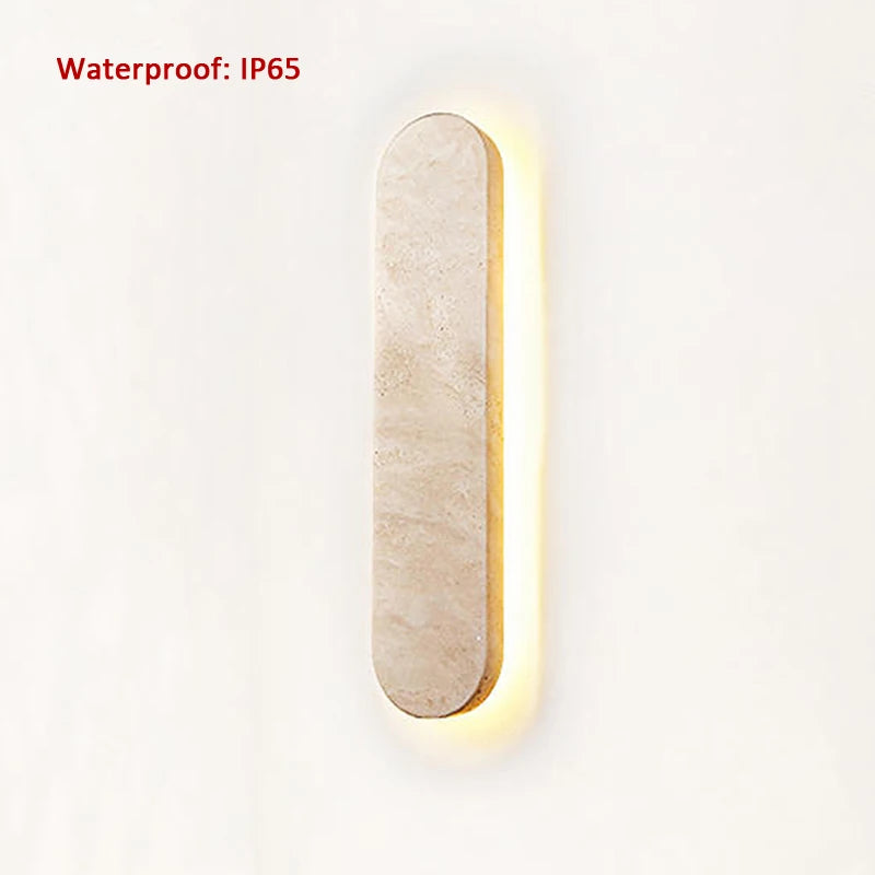 Scandinavia Wabi Sabi Hotel Corridor Courtyard Entrance Modern Natural Stone Outdoor Beige 40CM LED Wall Lamp Waterproof Wall Lights