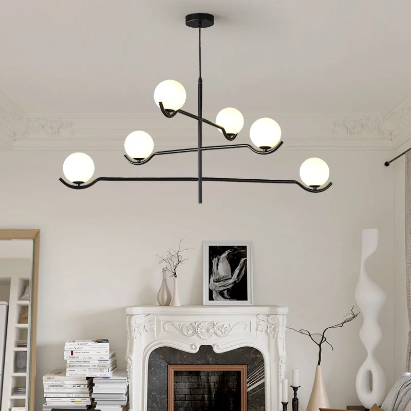Modern designer glass and metal chandelier pendant light
