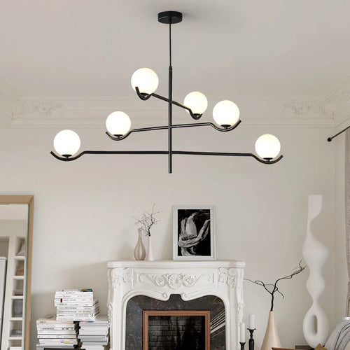 Modern white glass chandelier for an elegant interior - vue 2 sur 9